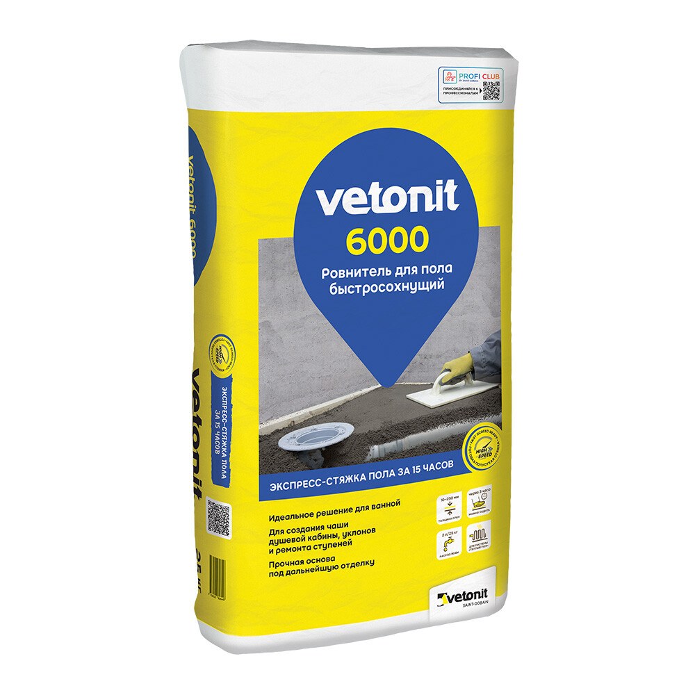 Ровнитель (стяжка пола) первичный Weber.vetonit 6000 быстротвердеющий 25 кг — стяжка пола FORMER HOME